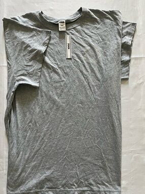 New Victoria's Secret PINK Shirt (XL) Short Sleeve Top Tee Gray NWT